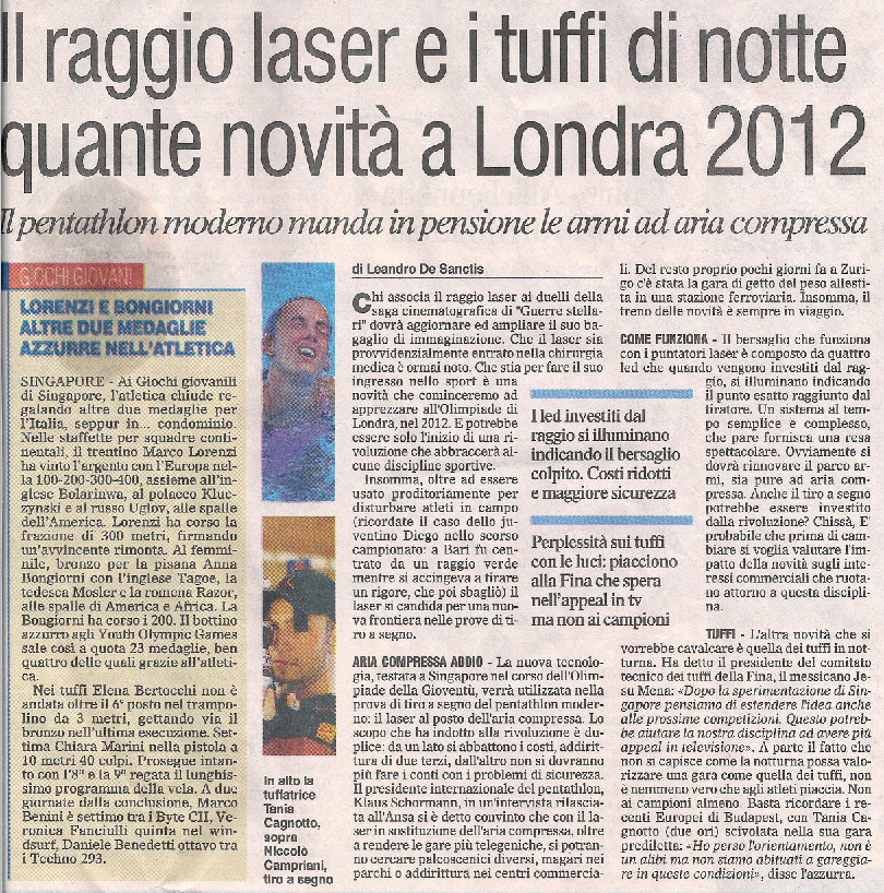 Ritaglio stampa: Articolo Corriere dello Sport del 24 Agosto 2010