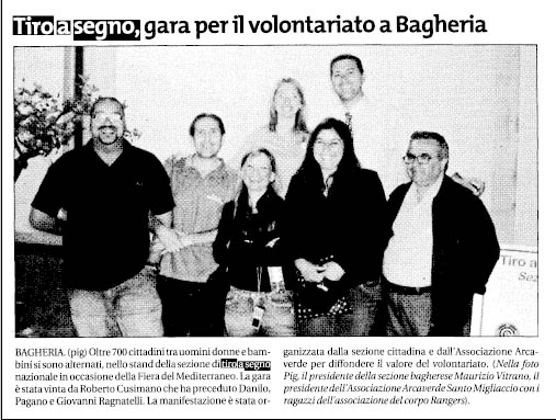 Ritaglio stampa: Tiro a segno, gara per il volontariato a Bagheria